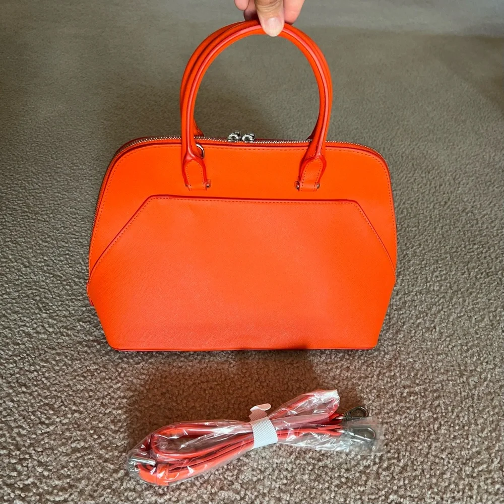 Zara Orange Monochrome City Satchel Bag